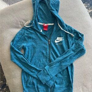 Nike Teal Full-Zip Hoodie with White Logo